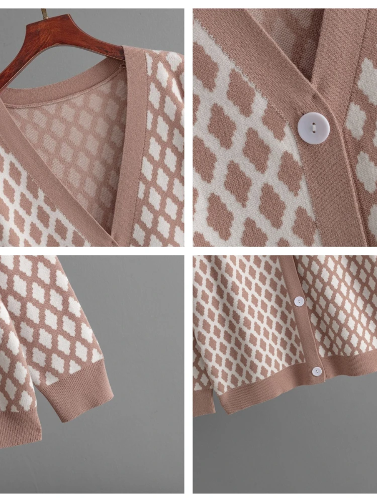 Осень-зима 2024 новый кардиган свитер верхняя одежда модный свободный жаккардовый