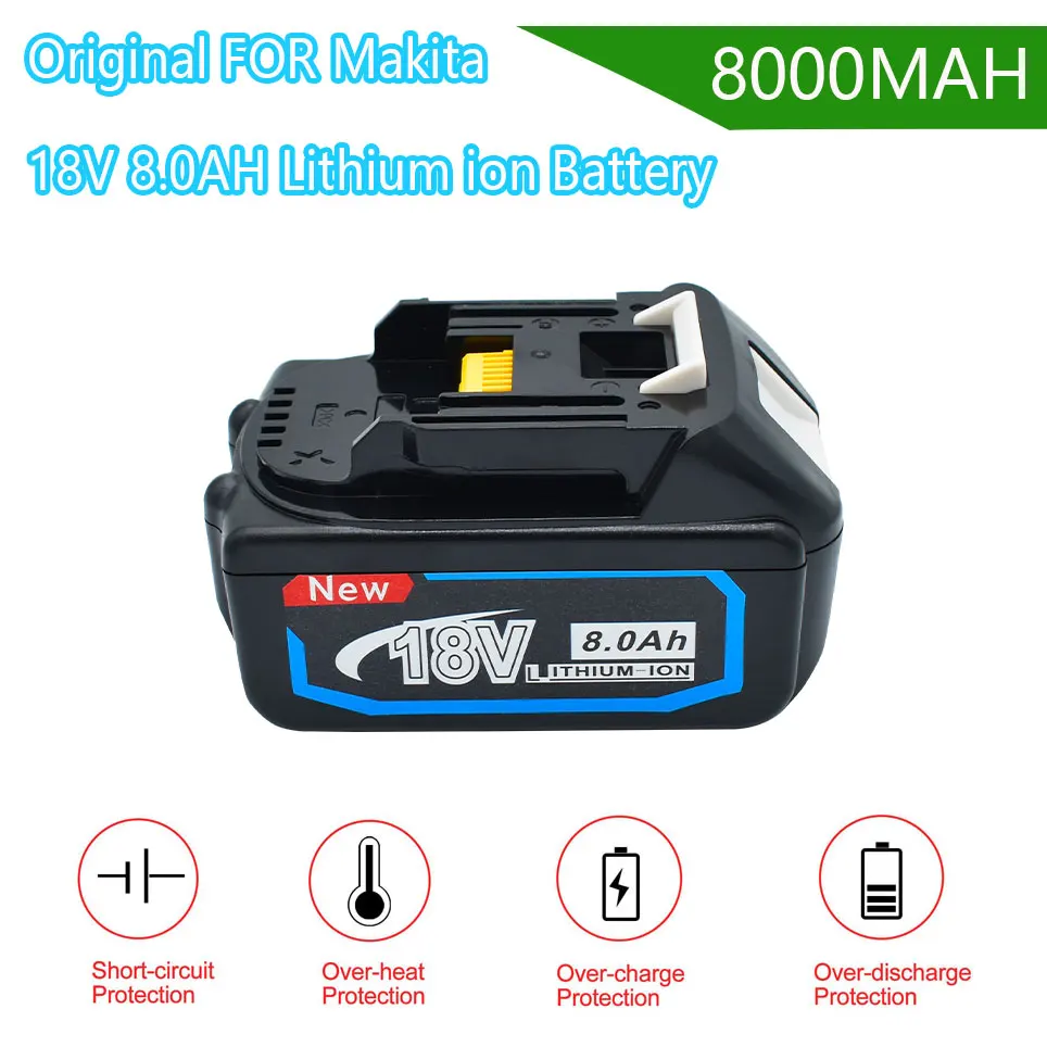 

Replacement Battery 18V 8Ah for Makita BL1830 BL1850 BL1840 BL1845 BL1815 BL1860 LXT-400 Cordless Power Tool, 18650 Battery Type