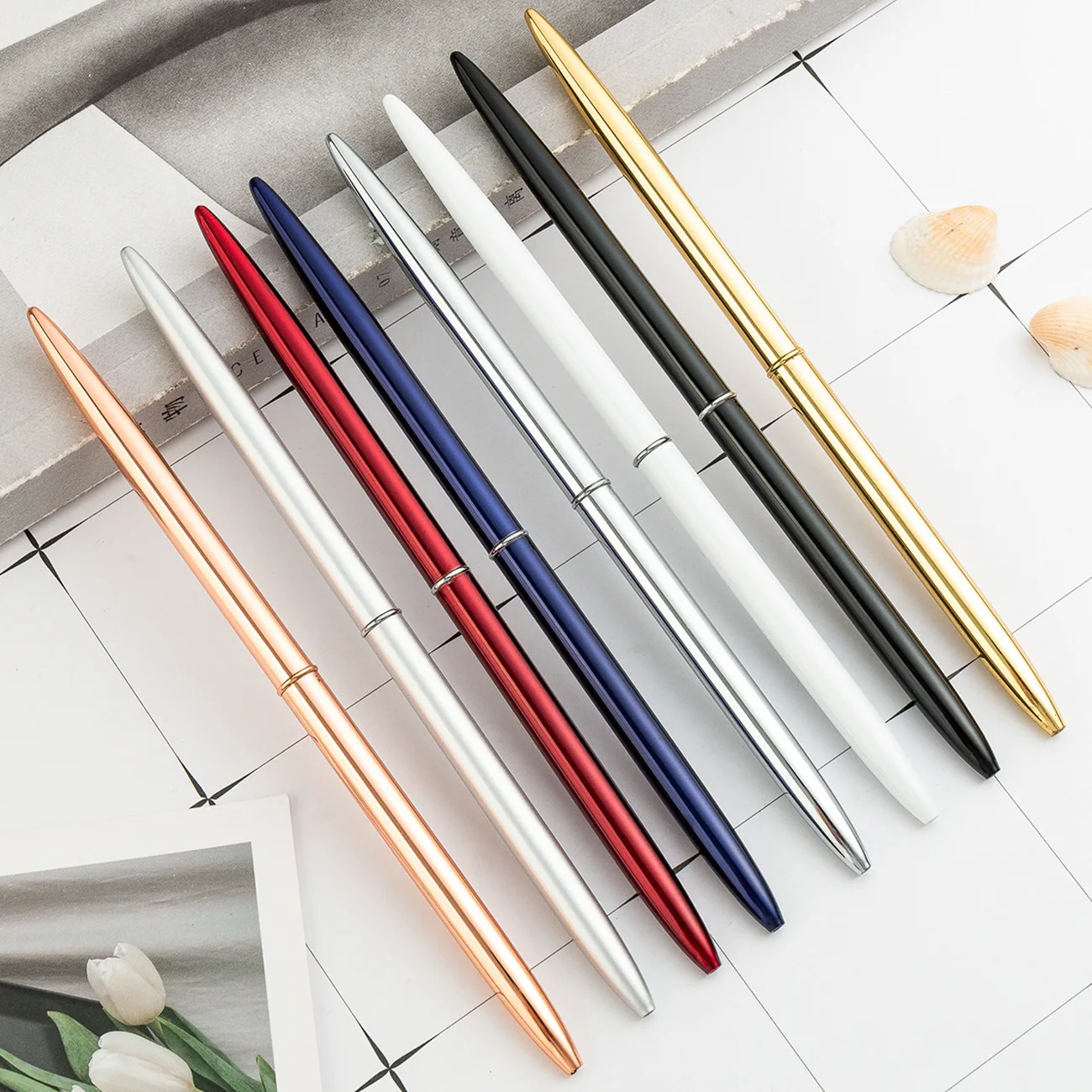 

10pcs/lot Luxury Metal Ballpoint Pen Business Office Advertising Custom Gift Stationery Ball Pen 1.0 Mm Refill Ink Black