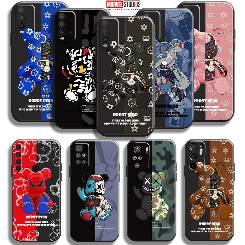 

Luxury Fashion Bear For Xiaomi Redmi Note 10 10S 10T 9 9S 9T 5G Phone Case For Redmi 10 9 9T 9A 9C Silicone Cover Black TPU