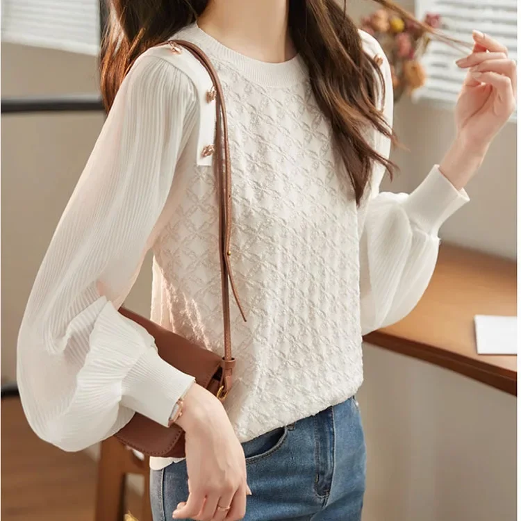 Вязаный свитер во французском стиле женский осенний модный милый утягивающий