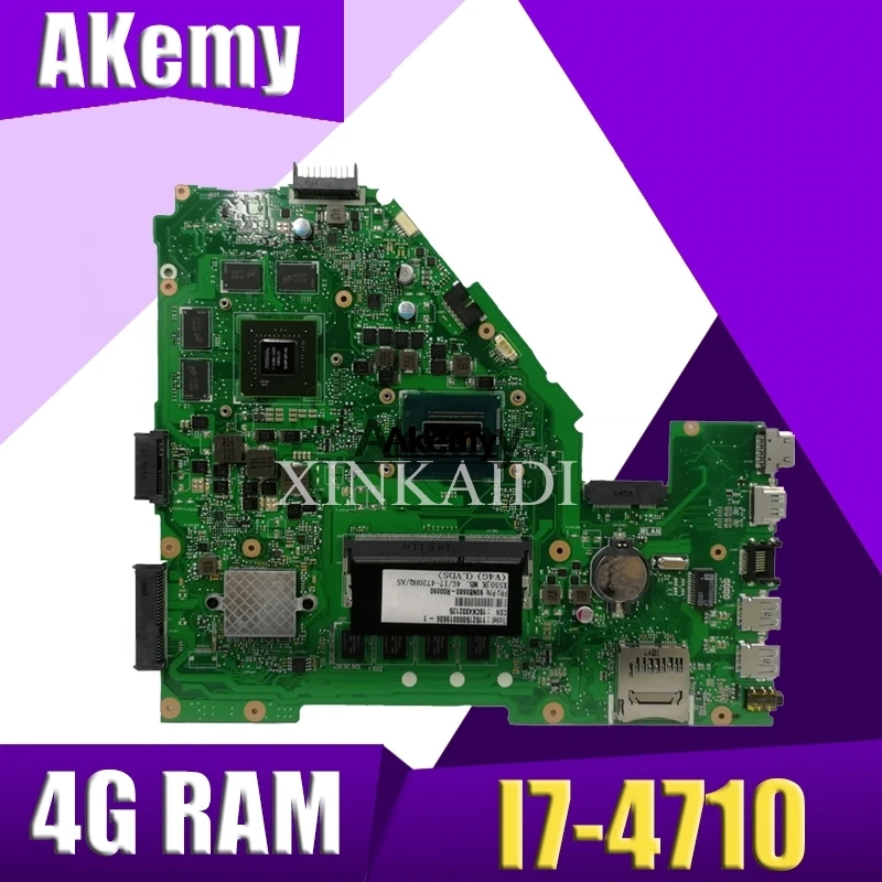 

XinKaidi X550JK laptop motherboard For ASUS X550JX X550JF X550JD X550JK X550J mainboard 4G-RAM I7-4710HQ GTX850M/2GB
