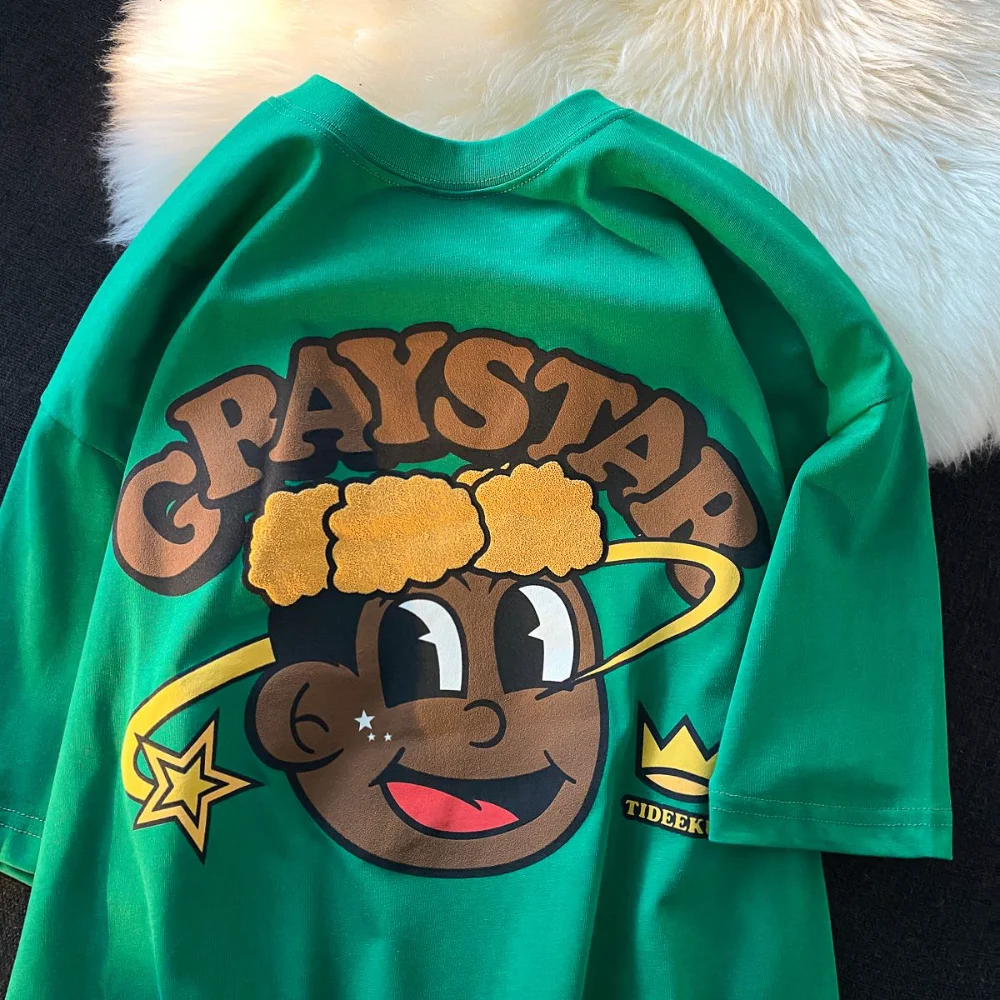 

New Harajuku Green Cool Boy Anime T Shirts Hip Hop Mens Oversized T Shirt Cotton Short Sleeve Y2K Tops Streetwear Summer Clothes