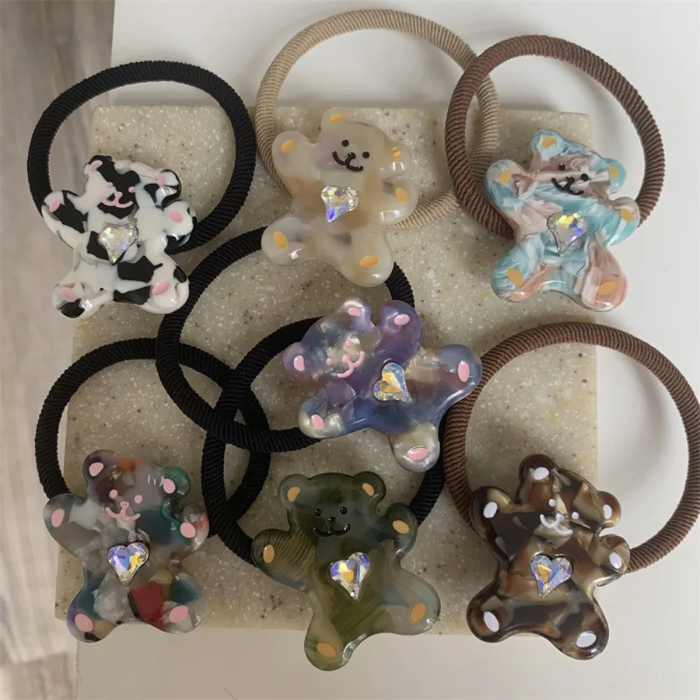 

Headdress For Women Cartoon Acetic Acid Hair Scrunchies Korean Style Hair Ring Ponytail Holder Bear Hair Rope