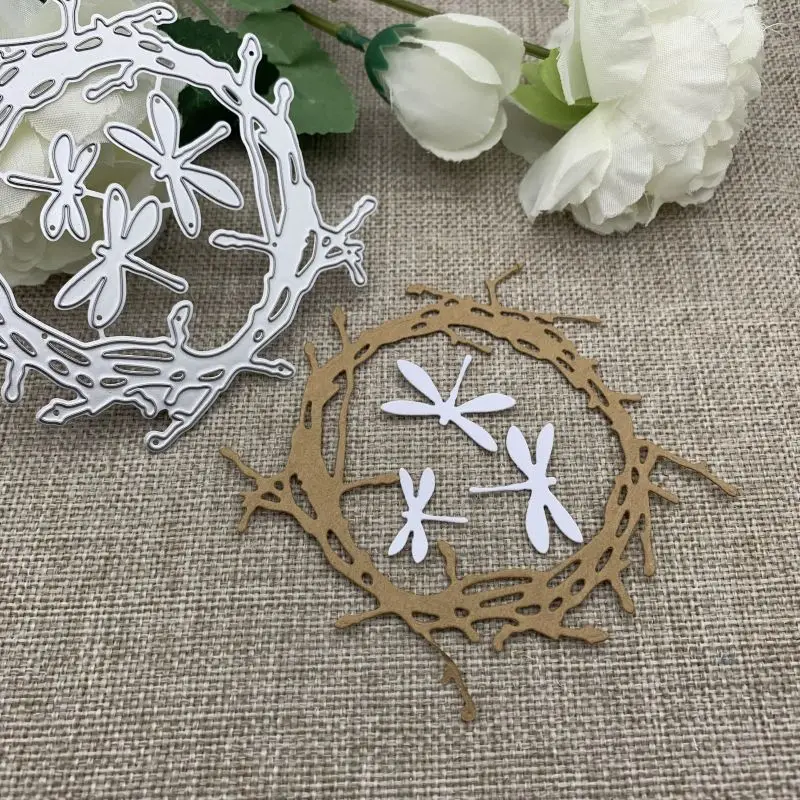 

Металлические пресс-формы в виде стрекозы и травы для рукоделия, скрапбукинга, декоративное тиснение, ручная работа, шаблон для высечки, фор...
