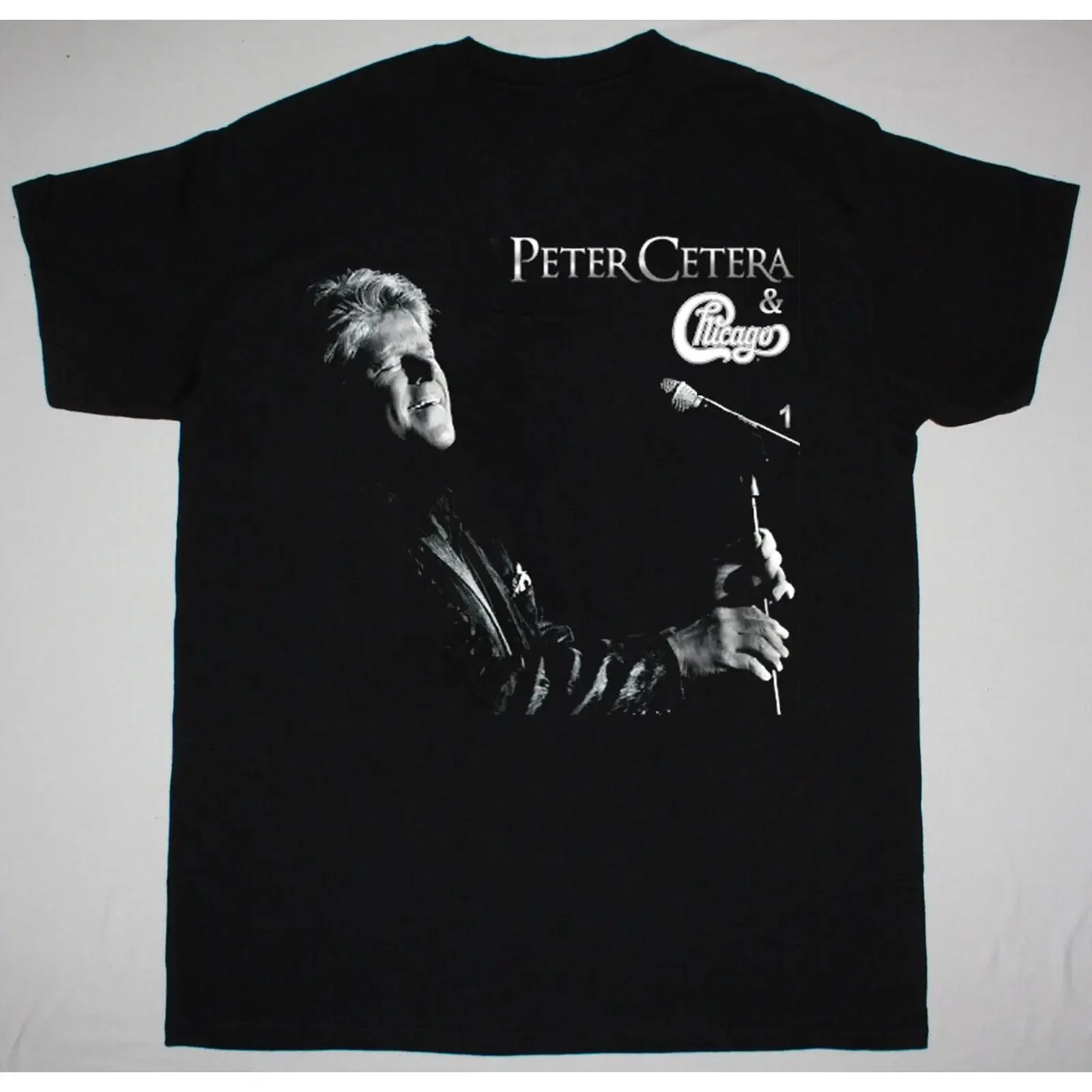 Фото Футболка Peter Cetera Chicago Band Singer Black S 5XL Fan T Shirt AL130, винтажная, с эффектом потертости, для повседневной носки, с небольшим графическим принтом, мягкая. №1