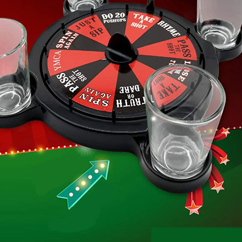 LANDER Drinking Roulette Board Game Casino Machine Entertainment With 4 Glasses Party Game Set For Adult Drinking Alcohol Bar
