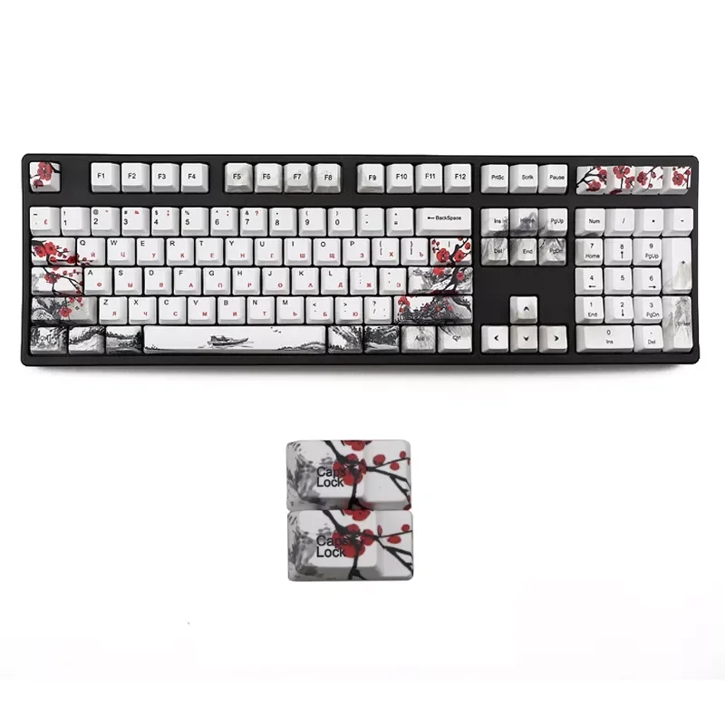 

Wangjiang Plum Blossom PBT Five sides Dye-subbed 110 Keys OEM Profile Russian Keycap for Diy Mechanical Keyboard Keycaps