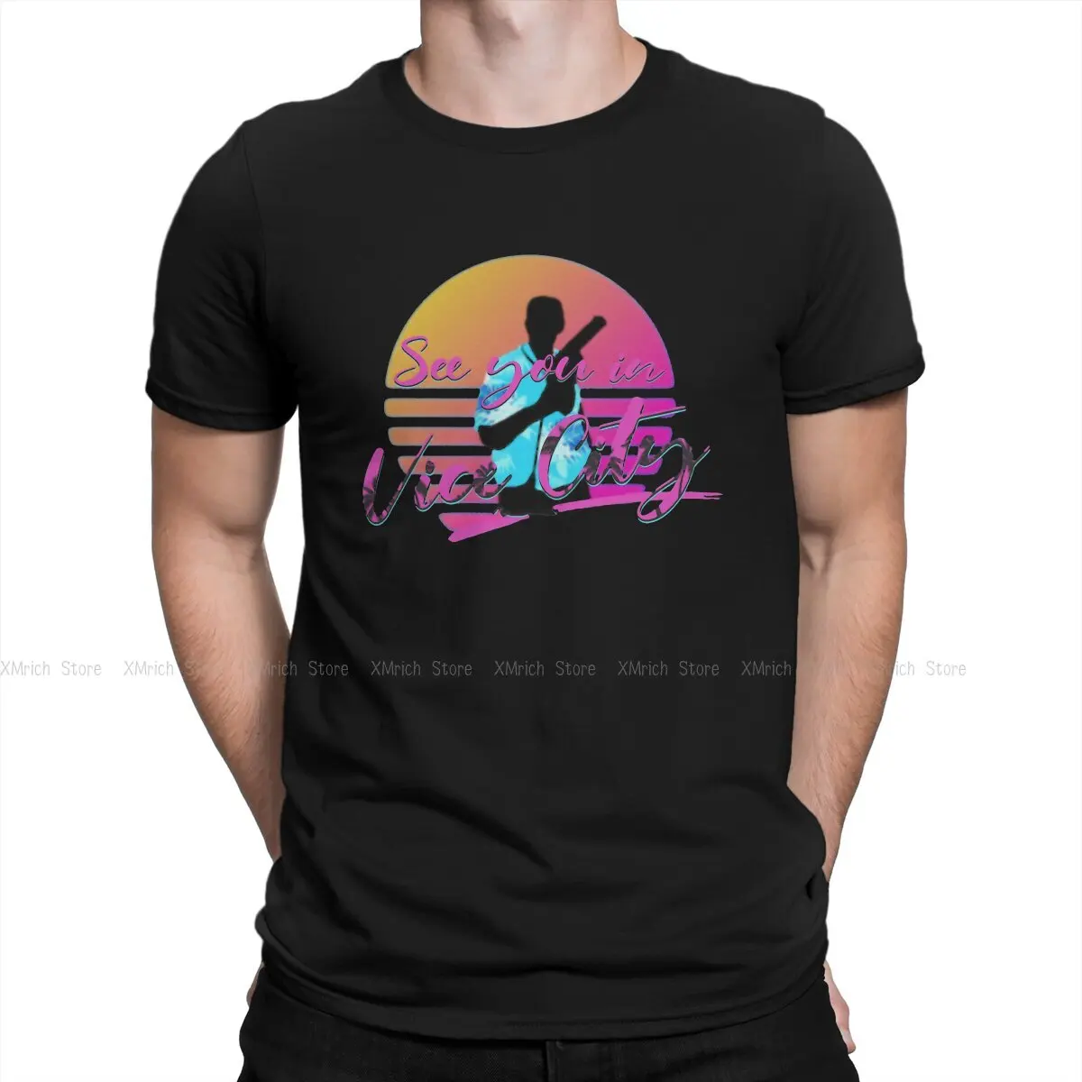 

Vice City Men's T Shirt GTA Grand Theft Auto Game Crazy Tees Short Sleeve Crew Neck T-Shirts Pure Cotton Birthday Present Tops