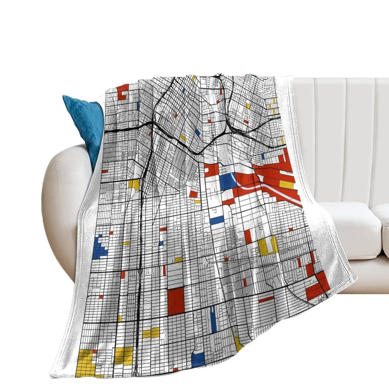 Плед с картой Лос-Анджелеса Mondrian зимнее декоративное одеяло для дивана винтажные