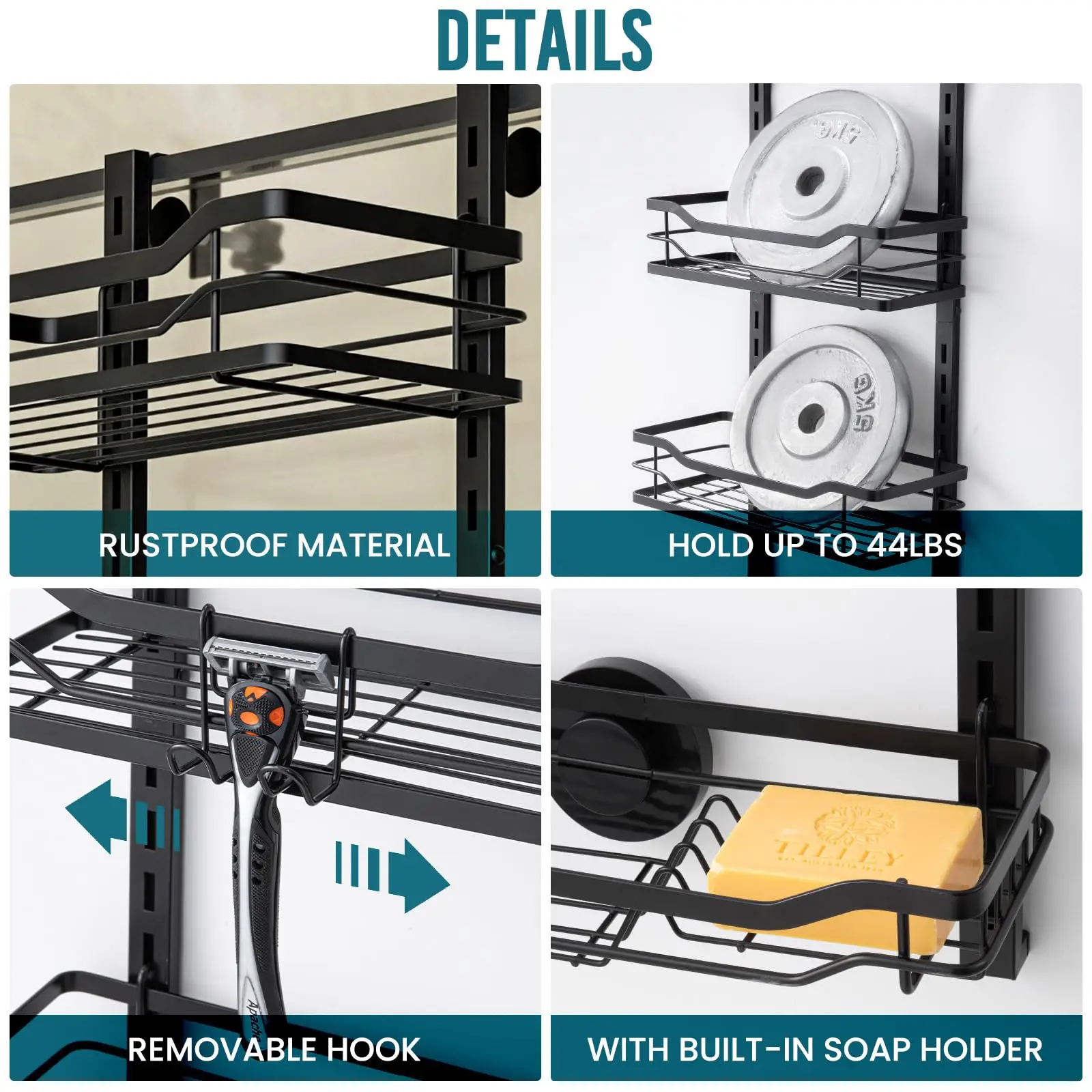 TAILI черные подвесные полки для ванной полка комнаты органайзер держатель шампуня