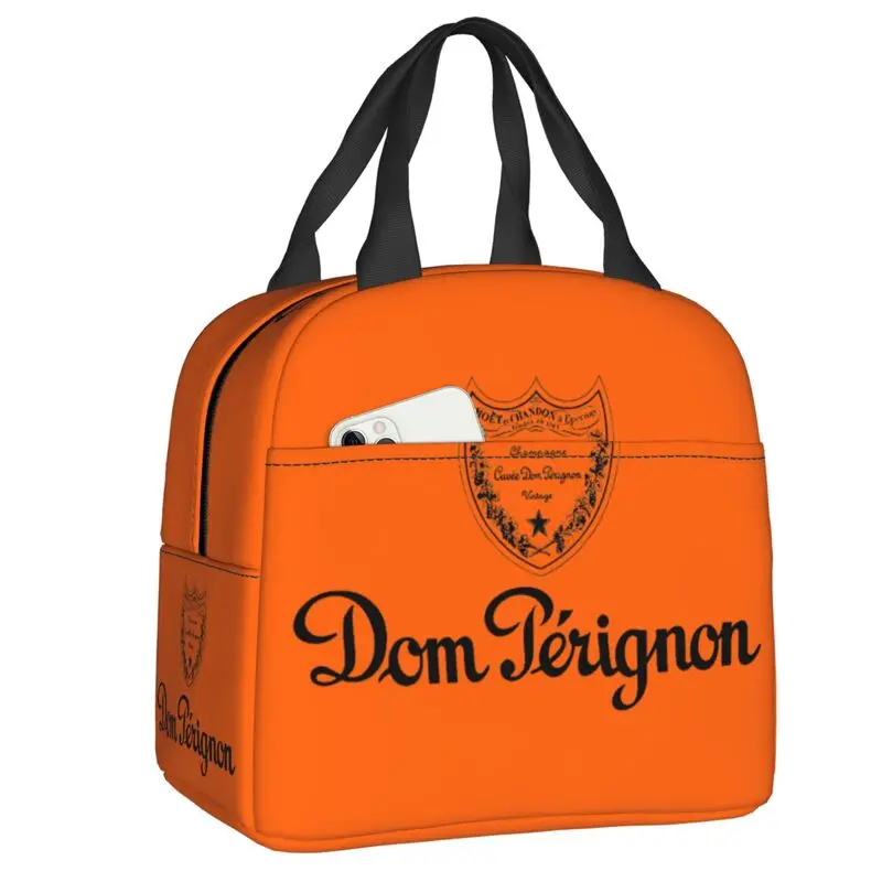 

Champagne Thermal Insulated Lunch Bags Women Portable Ruinarts Lunch Tote for Outdoor Camping Travel Storage Food Bento Box