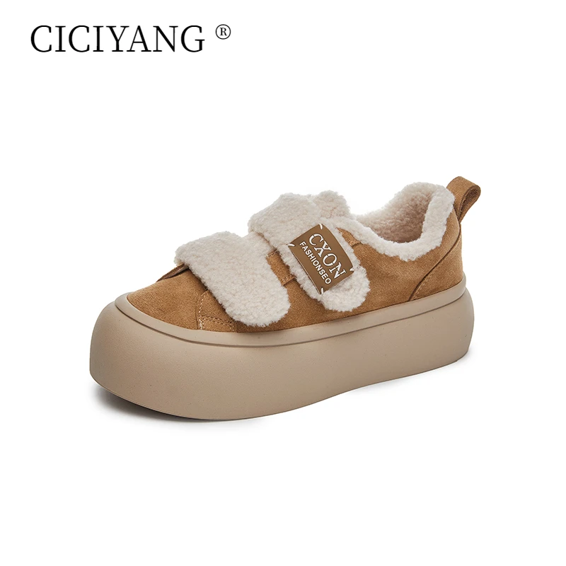 CICIYANG/женские кроссовки новинка 2025 женская зимняя обувь на плоской подошве