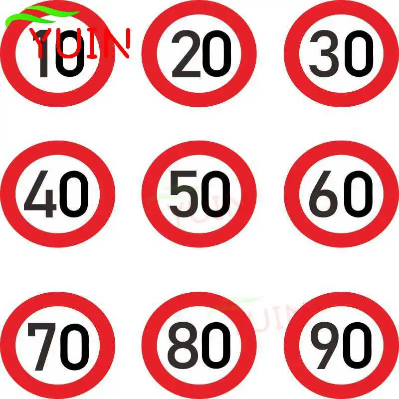 Модная настраиваемая Высококачественная Автомобильная наклейка YUIN, наклейка 10 20 30 40 50 60 70 80 90 км/ч для украшения автомобилей, 35x35 см