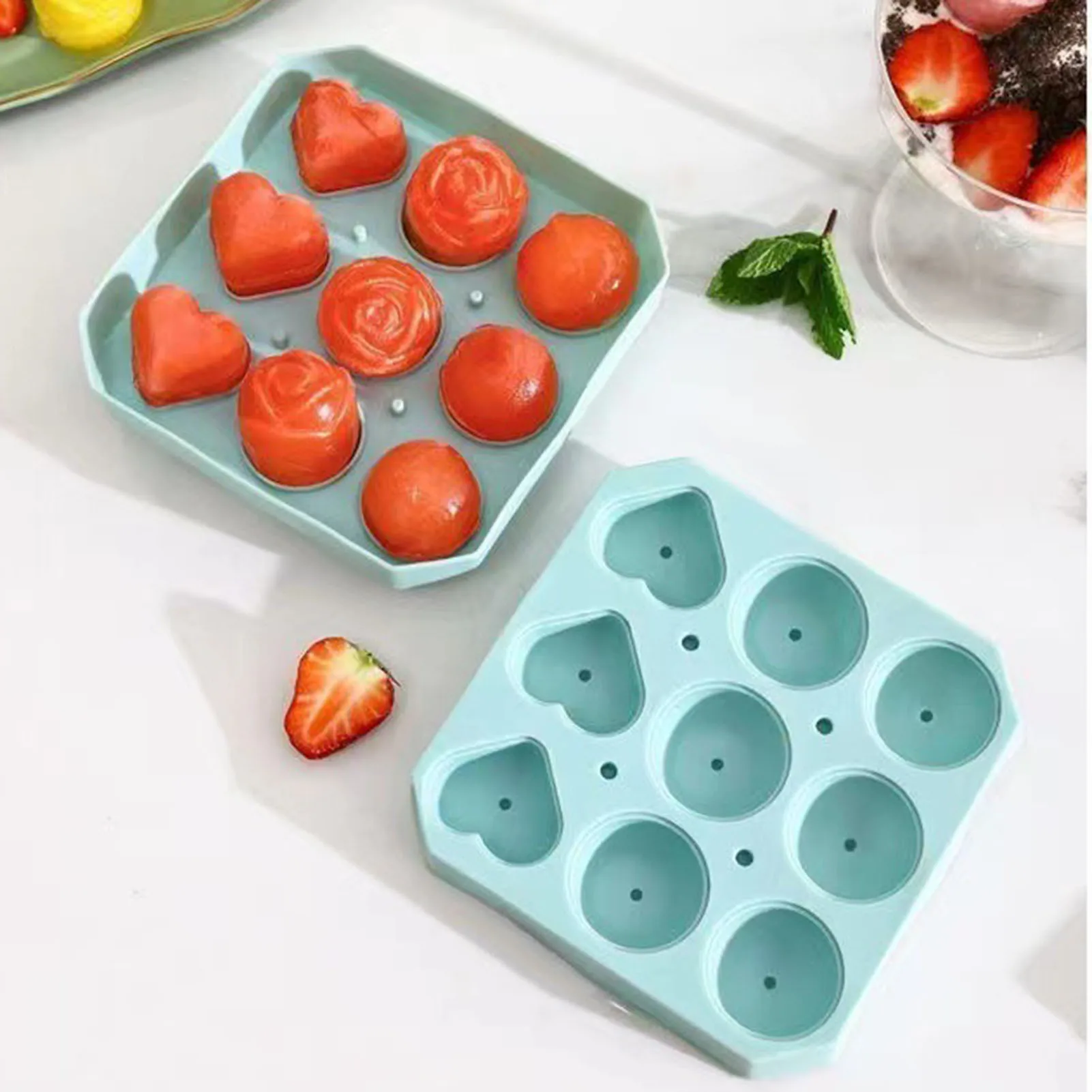 

Ice Cream Tools Silicone Ice Cube Tray Cute Pattern Mould Lightweight Flexible Easy Release Mould Home Kitchen Summer Supplies