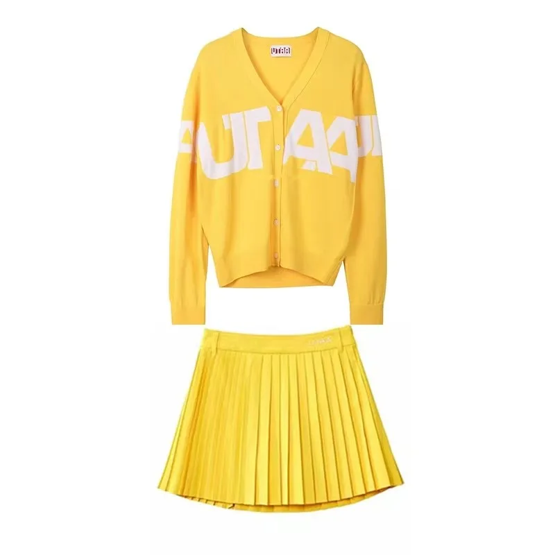 Golf Clothing Golf Women's Suit Autumn Ice Silk Knit Sweater Women's Jacket with Short Skirt