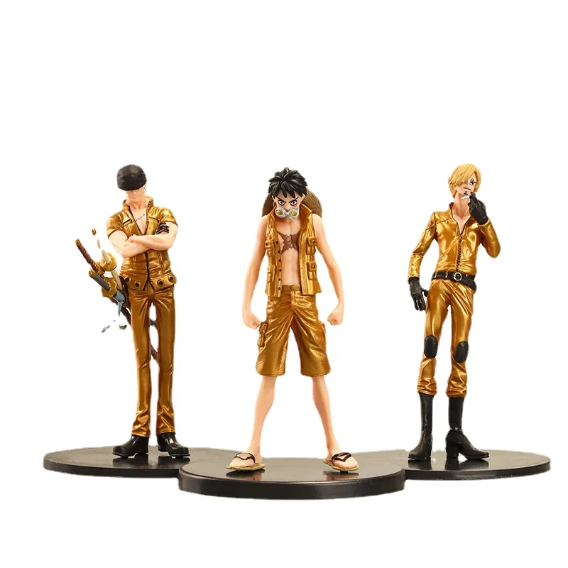 

Bandai новая анимационная цельная 3 Золотая одежда Luffy Sanji Soron кукла модель демонстрационные игрушки коллекция детские подарки