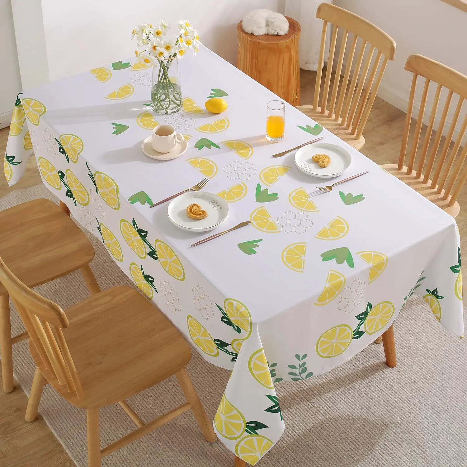 

Прямоугольная скатерть в виде лимона, летняя ткань, водонепроницаемая ткань для украшения кухонного обеденного стола