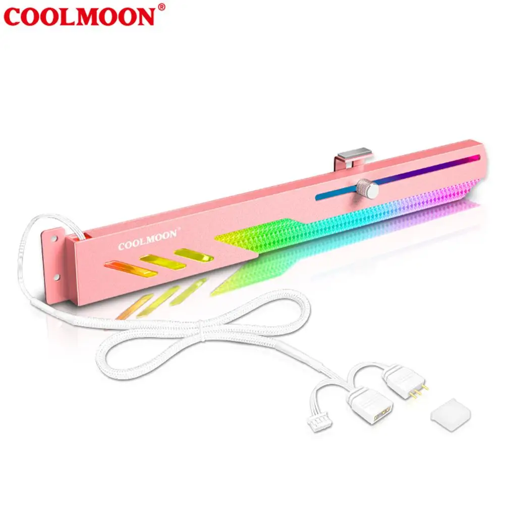 

Coolmoon Gt8 Graphics Card Bracket 5v Argb Synchronous Horizontal Chassis Decor Gpu Support Vga Holder Video Card Stand