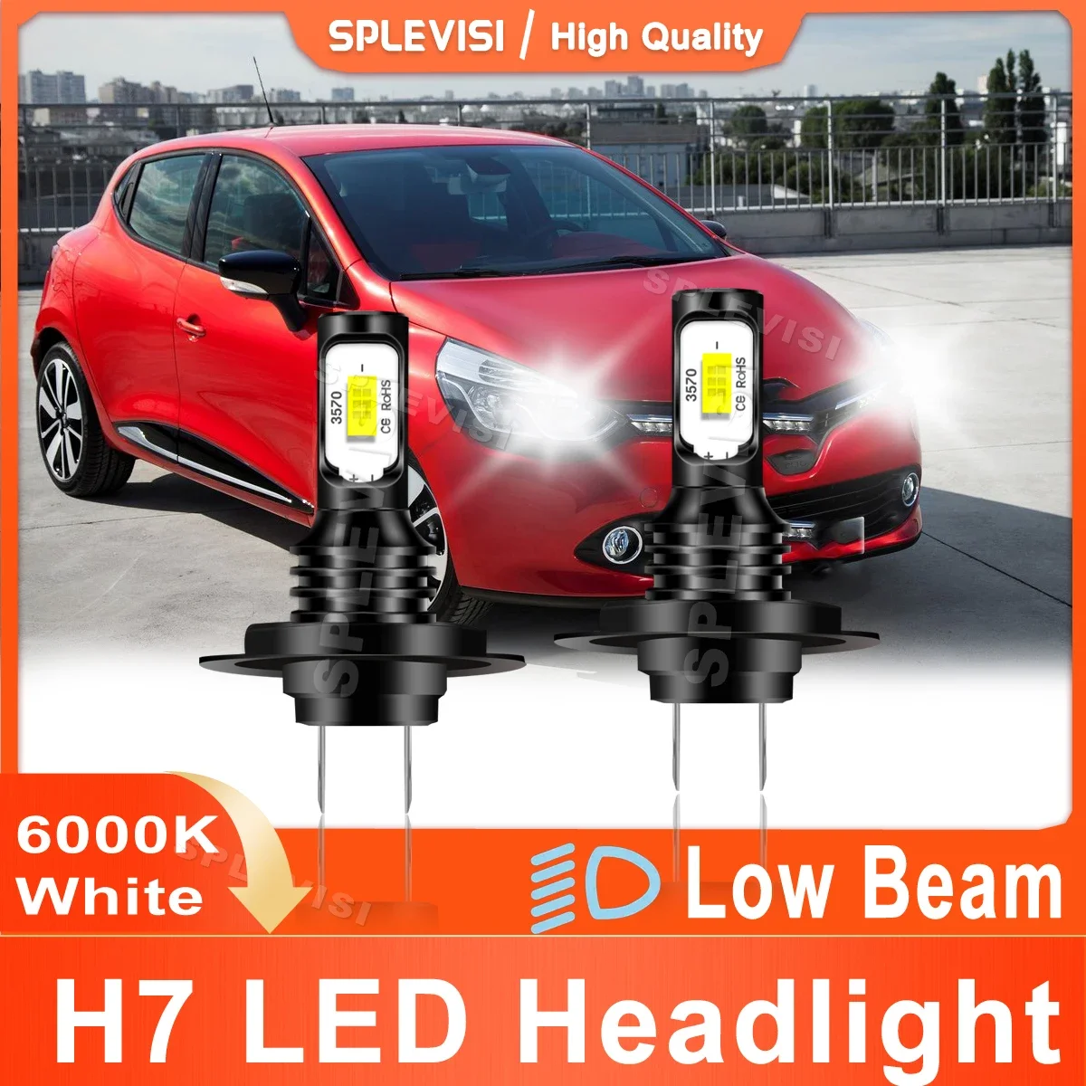 

2x Car Light H7 6000K White For Renault Clio MK4 2012 2013 2014 2015 2016 2017 2018 2019 2020 2021 2022 2023 Headlight Low Beam