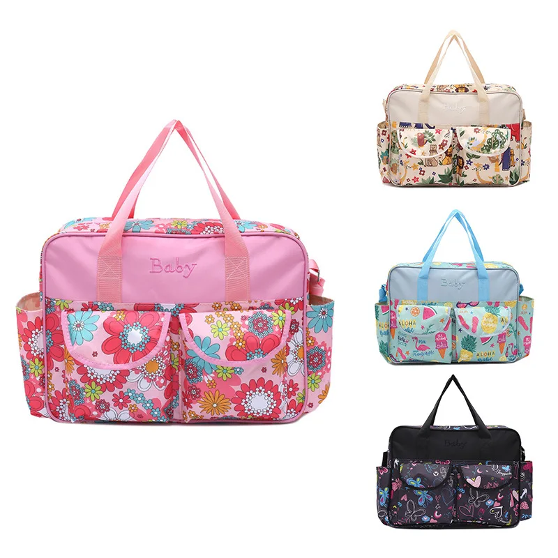 Portable Baby Diaper Bag Printed Multicolored Mommy Outdoor Large-capacity Nappy Bag Multifunctional Maternity Mother Baby Bag