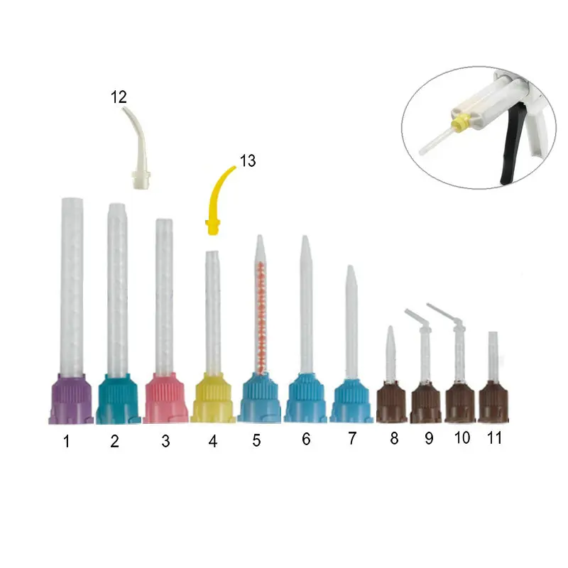 

1 упаковка одноразовых насадок для смешивания зубов, шприц из силиконовой резины