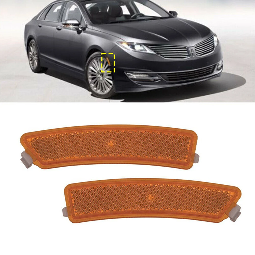 Front Bumper Reflector Pair Front Bumper Reflector Side Marker Lamp Amber Len For MKZ 2013-2016