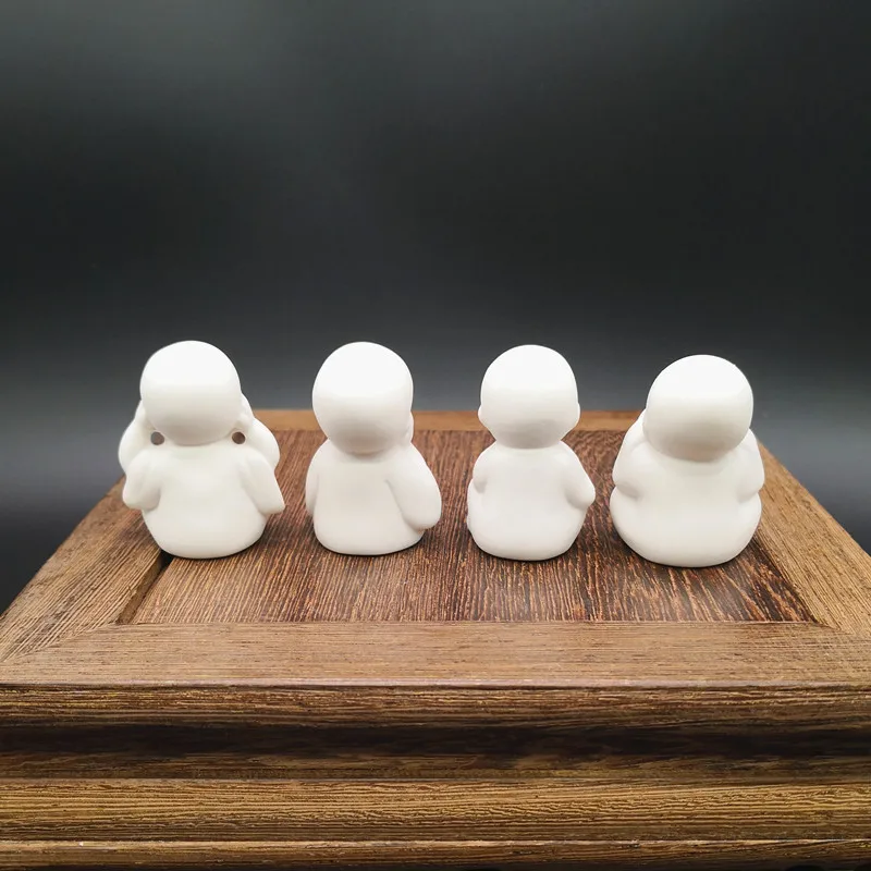 4 шт. маленькие белые керамические статуи Будды | Дом и сад