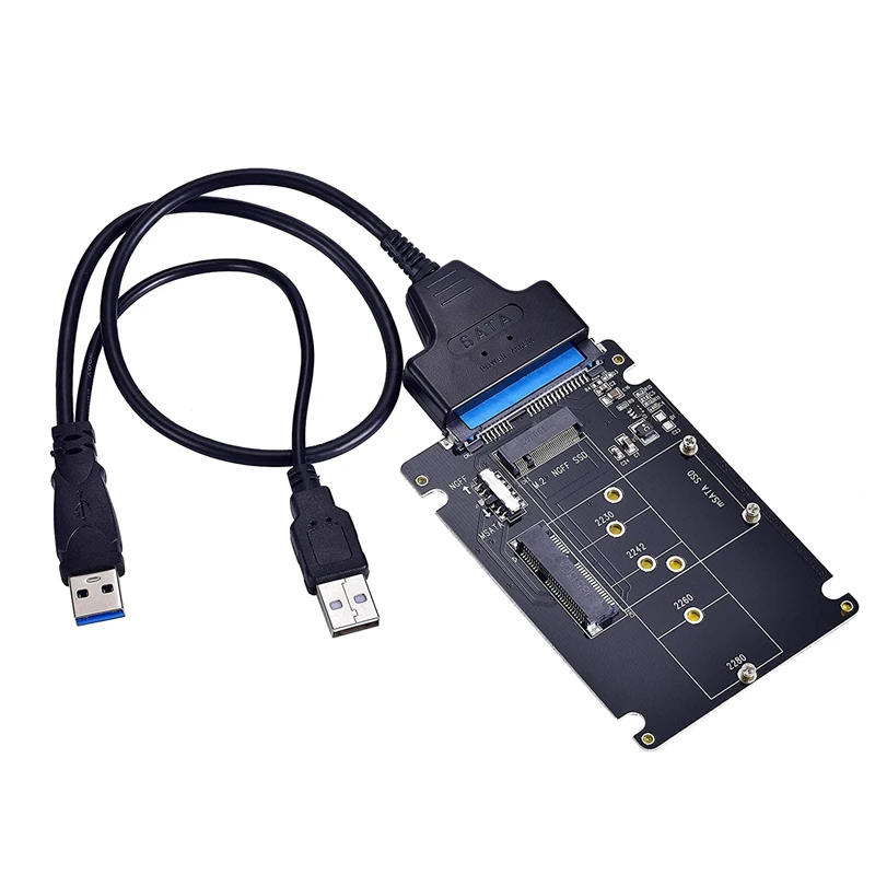 

Адаптер M.2 NGFF или MSATA на USB или SATA 3,0, 2-в-1, конвертер NGFF или MSATA, считыватель карт с кабелем 2,5 дюйма SATA
