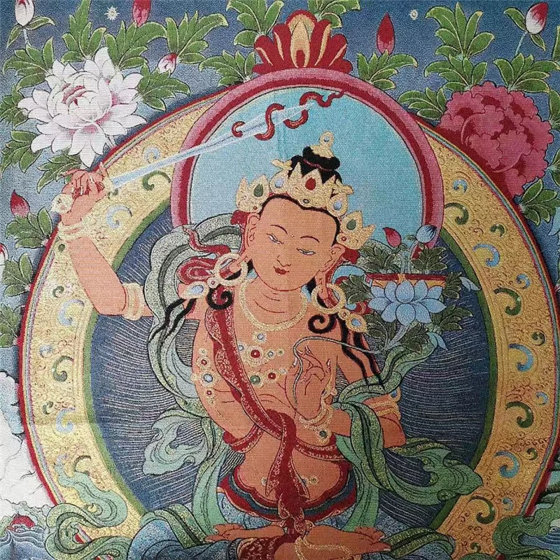 Картина с вышивкой Тханка картина ткани Манджусри Бодхисаттвы для украшения