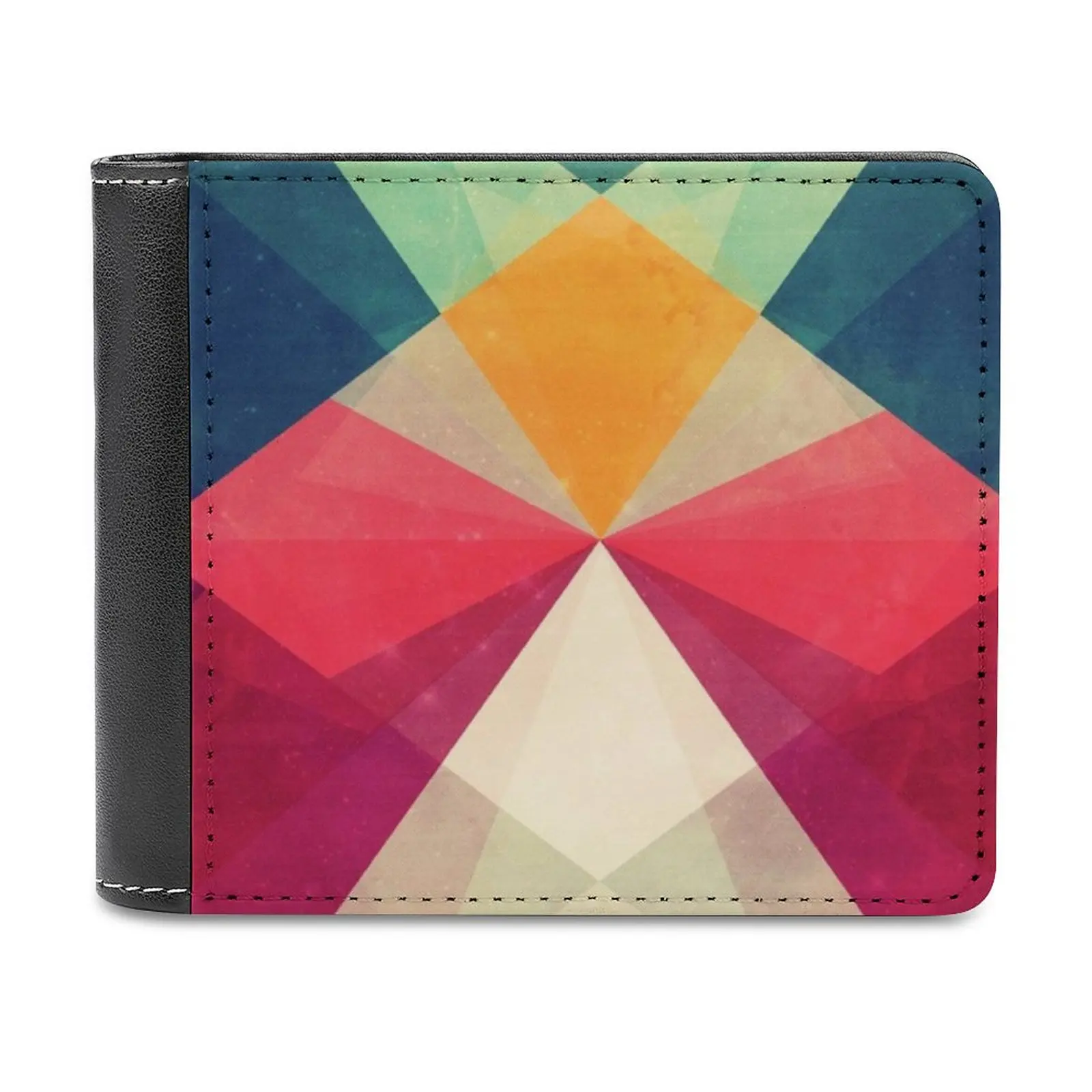 

Meet Me Halfway Men Wallet Pu Leather Short Male Purses Credit Card Wallet For Men Money Bag Colour Block Abstract Geometry