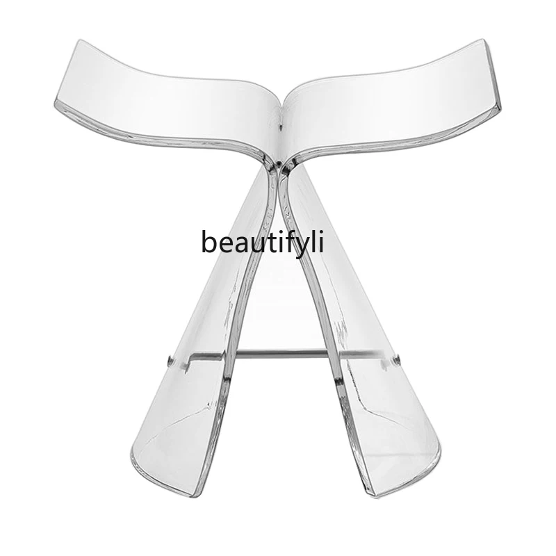 

yj Light Luxury Acrylic Transparent Shoe Change Stool Nordic Butterfly Stool Home Bedroom Simple Dressing Stool