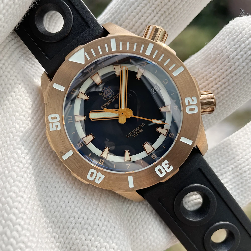 

STEELDIVE SD1950S 44mm Bronze Dive Watch Bronze Case Two Button 3000M Waterproof NH35 Deep Sea Men Dive Mechanical Watches