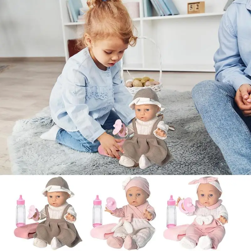 waterproof realistyczna lalka Reborn maluch 12-calowa ręcznie malowana żywa z butelką na ubranka i smoczkiem