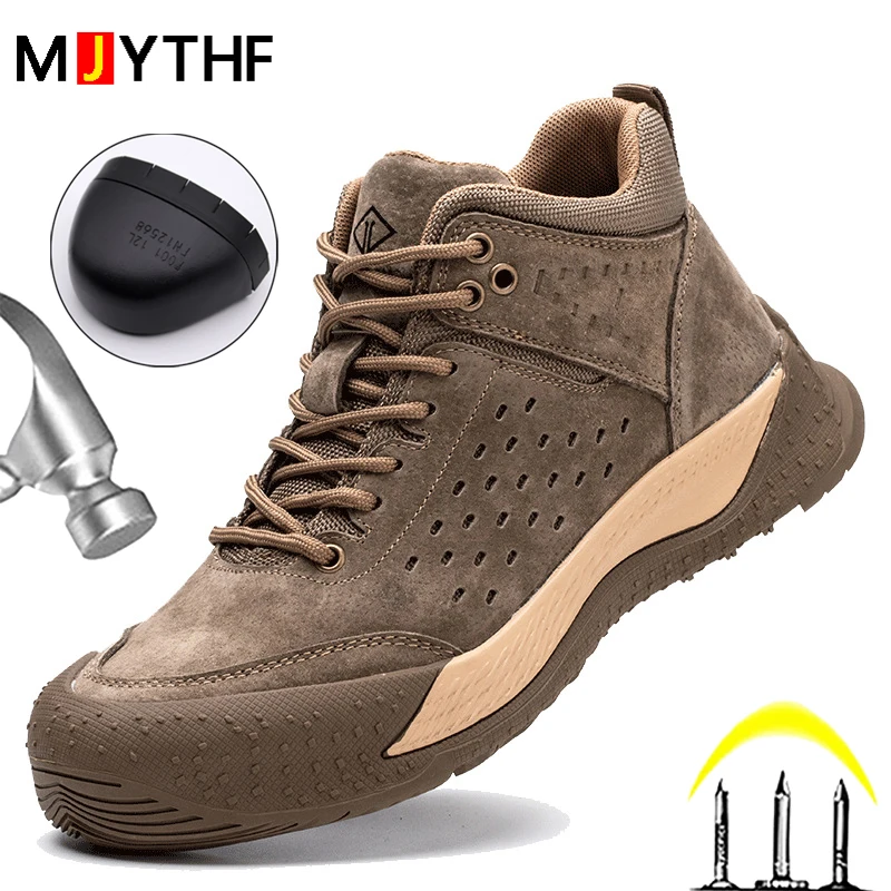 

Men Indestructible Shoes Anti-smashing Stab-proof Steel Head Safety Shoes Work Boots Lightweight Protective Shoes Winter Boots
