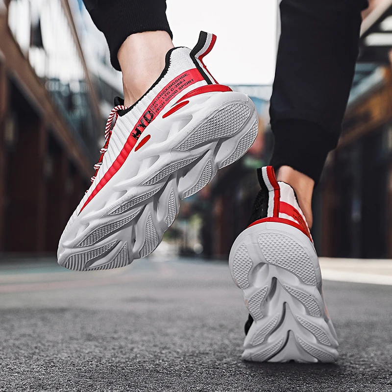 JIEMIAO Large Size Fashion Men Running Shoes Mesh Breathable Athletic Man Sneakers Light Anti-skid Sport Jogging Casual Shoes