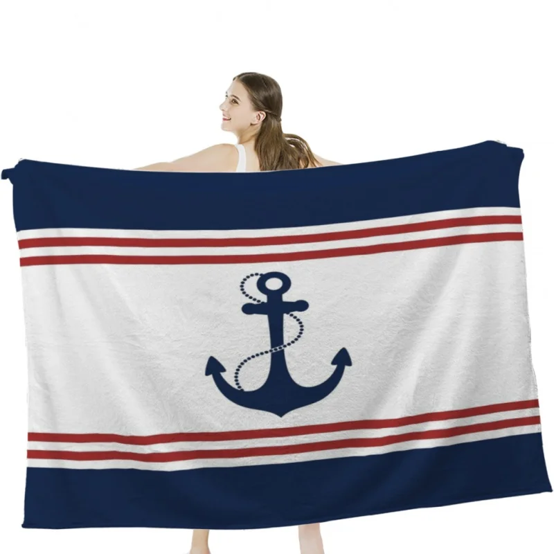 

Nautical Anchor Throw Blanket Soft Velvet Blanket Travel Bedding Blanket