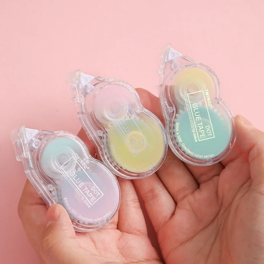 3 Styles Japanese Plastic Transparent Gradient Dot Glue Creative Minimalistic Macaron Color DIY Decoration Double Sided Tape