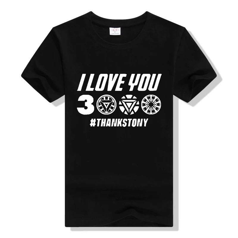 

I Love You 3000 Times Thanks Tony Stark Men T Shirt Summer New Style Tops T-shirt For Fans Cotton Short Sleeve Tee Shirt