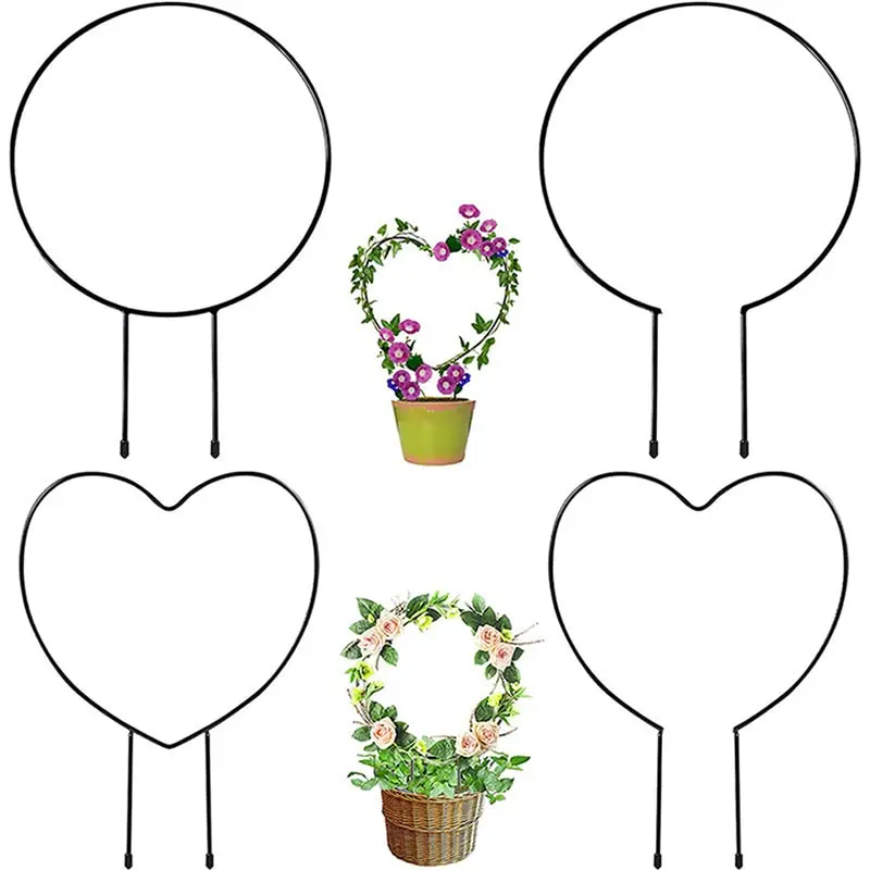 

1PC Metal Iron Round Heart Shaped Garden Plant Support Stake Stand for DIY Potted Climbing Plants Flower Vegetables Vine Rack
