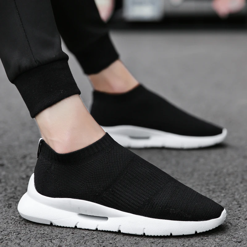 

Summer Breathable Fly Woven Sneakers for Men Slip-on Comfortable Anti Skid Lazy Shoes Simple Outdoor Casual Male Sports Shoes