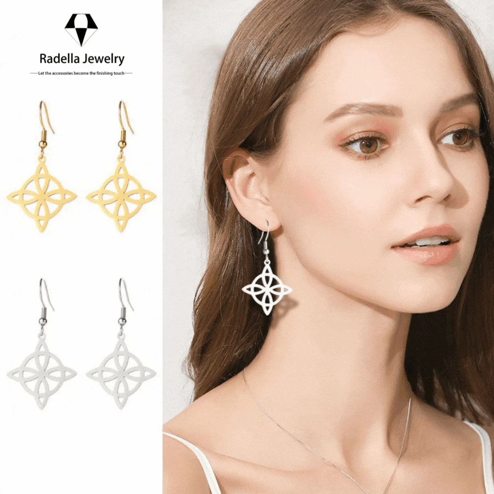 

Mysterious Witch Knot Witchcraft Earring for Women Stainless Steel Celtic Knot Amulet Geometric Drop Earrings Wiccan Jewelry