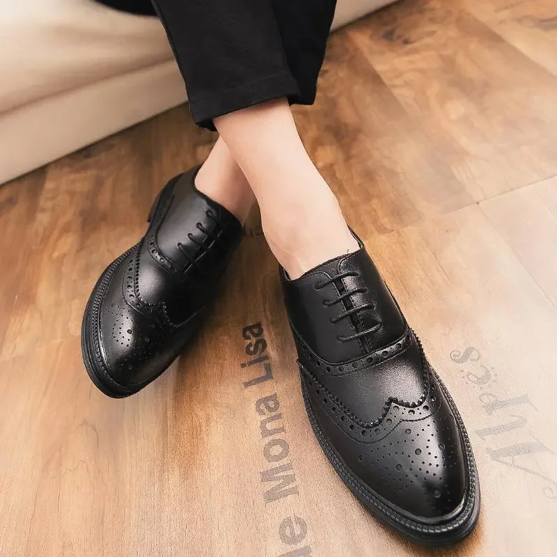 

Мужская обувь весна 2023 кожаные туфли мужские деловые формальные увеличивающие рост стельки повседневные британские Дерби свадебные туфли для жениха