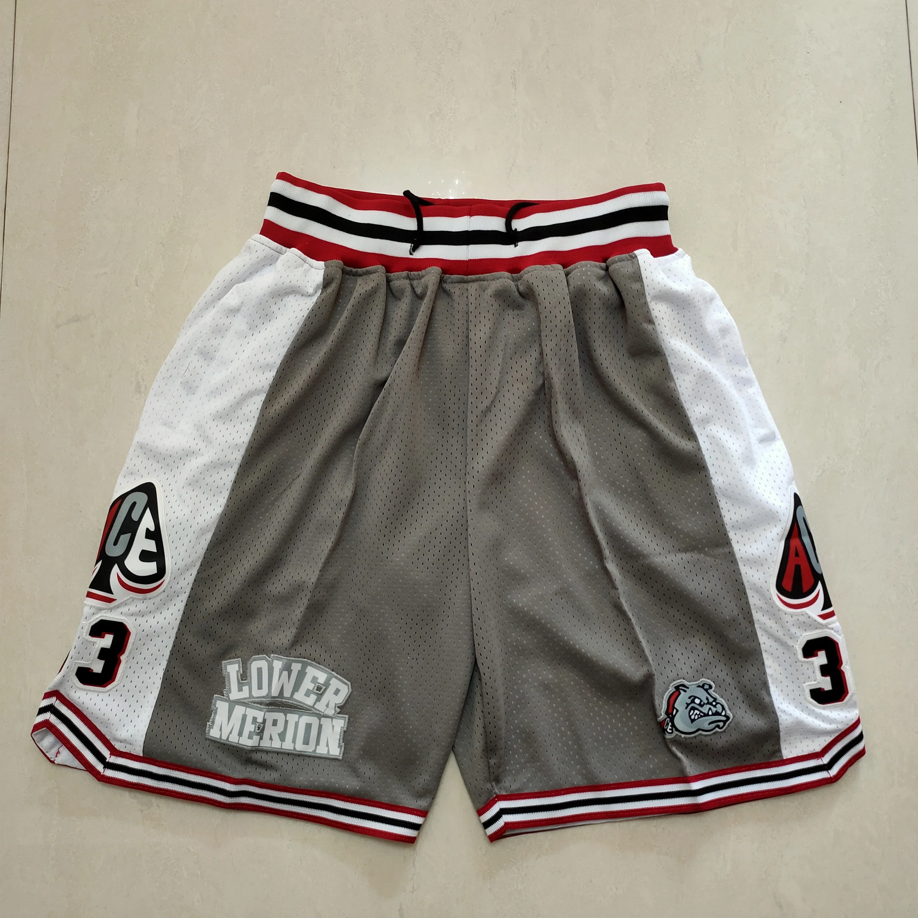 Мужские бордовые баскетбольные шорты Lower Merion для средней школы с вышивкой и