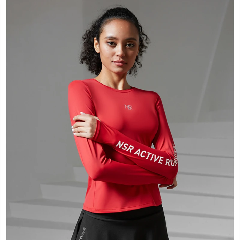 Women Running Long Sleeves Soft Comfortable T Shirts Gym Sport Shirt Fitness Training Slim Tees Yoga Jogging Reflective Tops