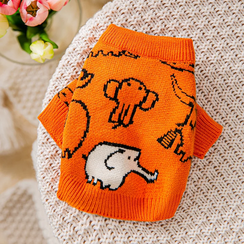 

Elephant Sweater Pet Dog Clothes Warm Knitting Clothing Dogs Costume Cute Cotton Chihuahua Spring Autumn Orange Boy Mascotas