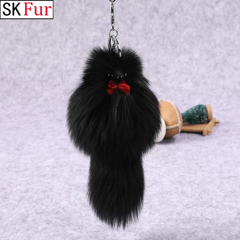 

Cute Fluffy Key Chains Rings Bow-knot Fox Ball Pendant Keychains Car Keyring Holder Charm Bag Pompom Real Fox Fur Jewelry Gifts