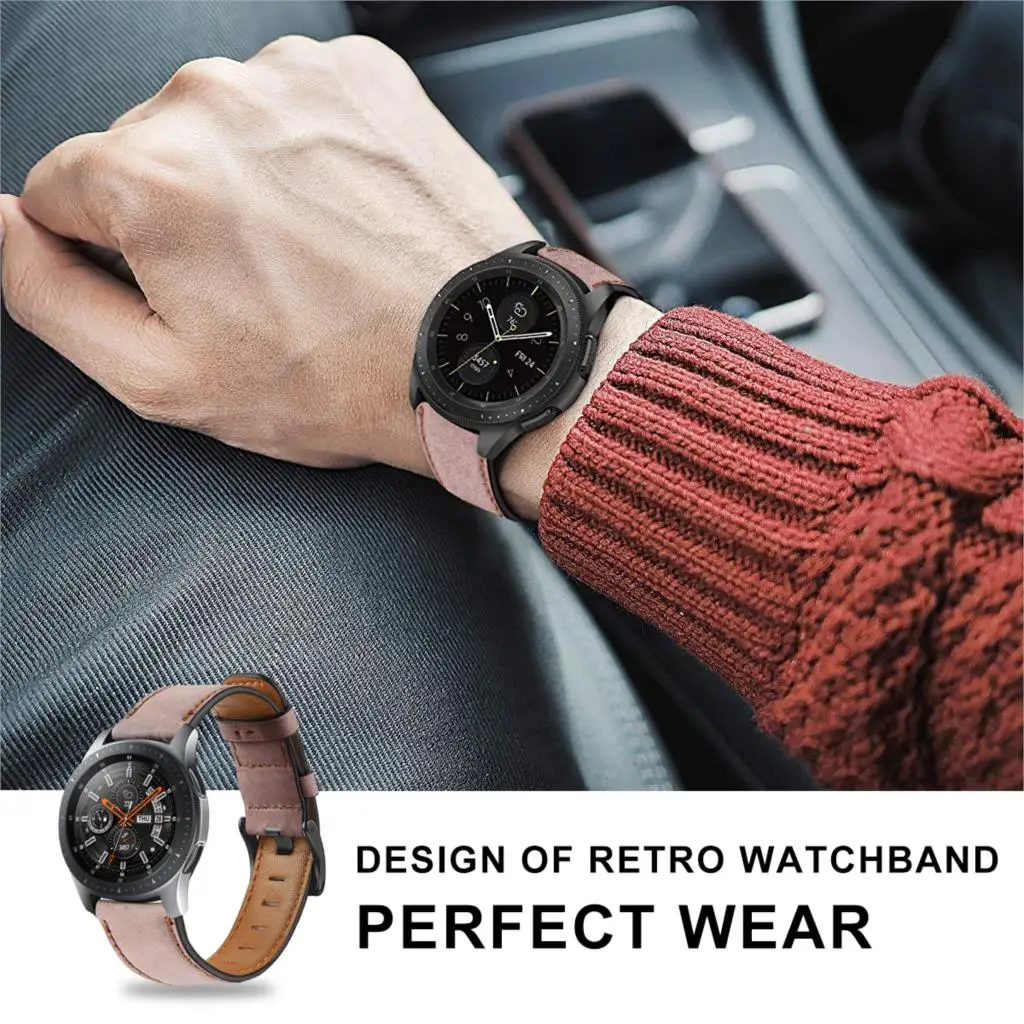 Ремешок из натуральной кожи для Samsung Galaxy watch 4/classic/Active 2 46 мм/42 мм/40 мм/44 мм 20 22