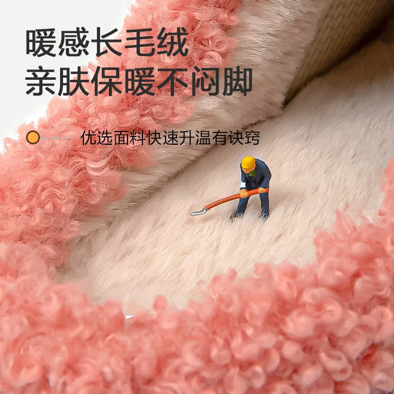 Women Winter Warm Fur Slippers Couples House Non-slip Soft Shoes Men Comfort Flat Heel Home Indoor Bedroom Zapatillas Casa Mujer