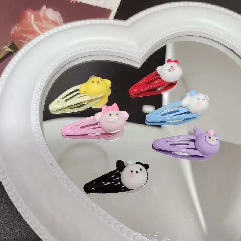 

10Pcs Anime Hello Kitty Biscuit Clip Japanese Sweet Bow Tie Hair Clip Versatile Casual Student Children Bang Hairpin Decoration